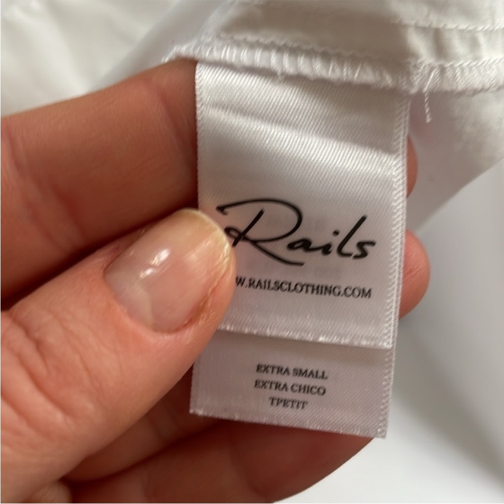 Rails Alister oversized Shirt. Size Xs. Color white .puffy embroidered sleeves - Picture 8 of 8
